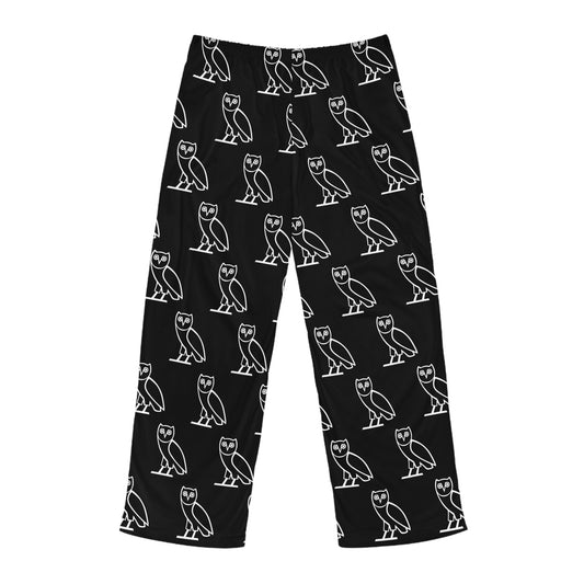 Drake OVO Pattern Men’s Pajama Pants — Black All-Over Print Loungewear