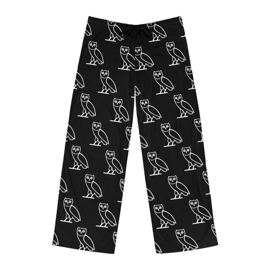 Drake OVO Pattern Men’s Pajama Pants — Black All-Over Print Loungewear