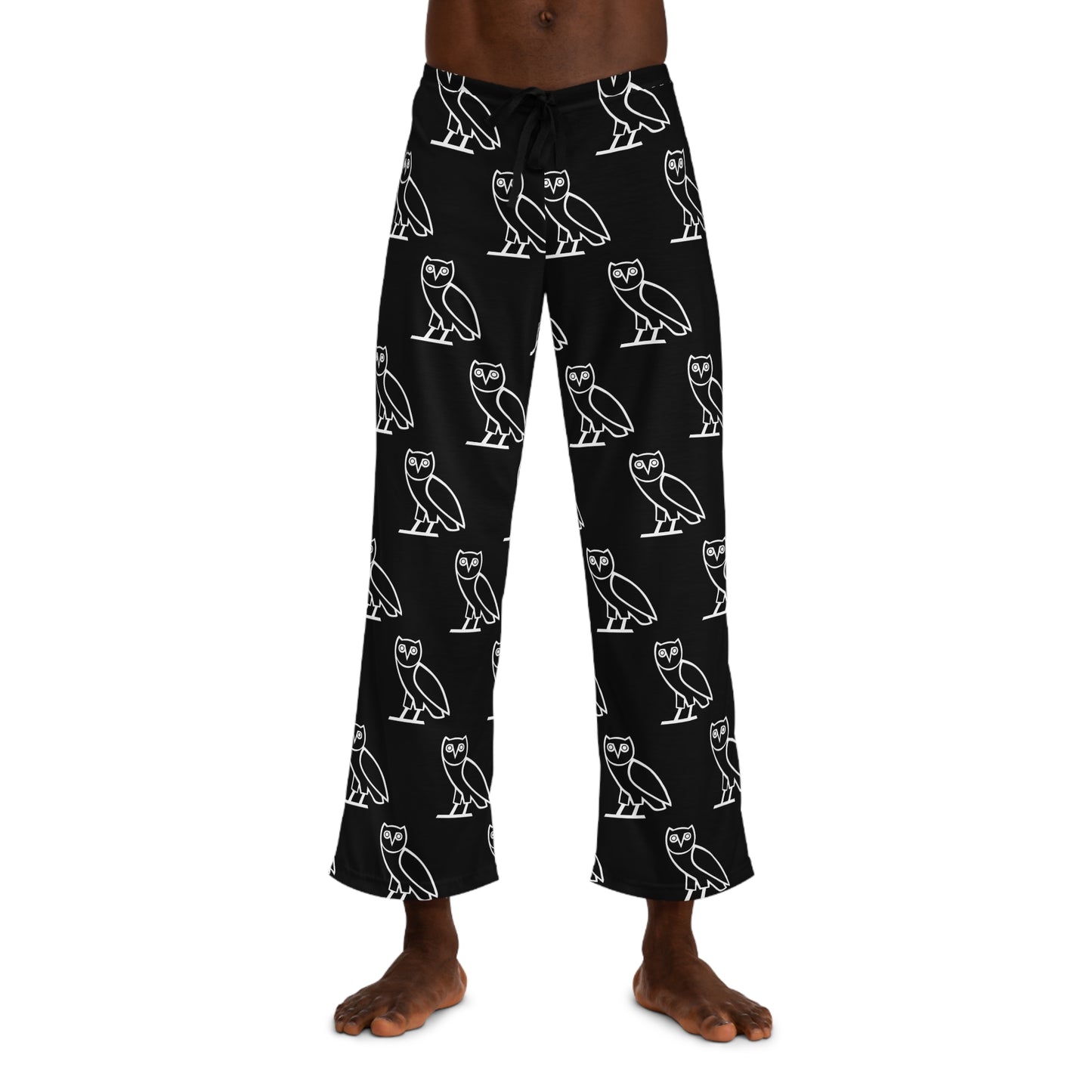 Drake OVO Pattern Men’s Pajama Pants — Black All-Over Print Loungewear